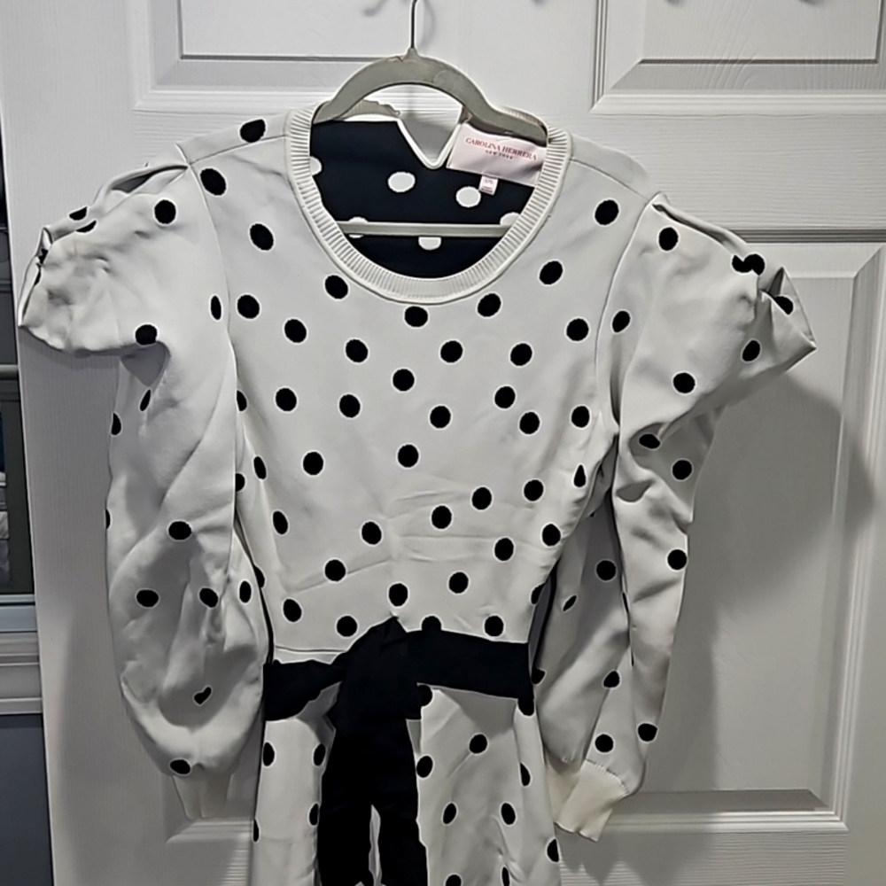 Carolina Herrera polka dot long sleeve dress size Large